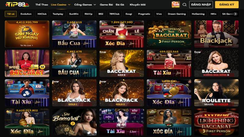 Sảnh live casino trực tuyến TIP88
