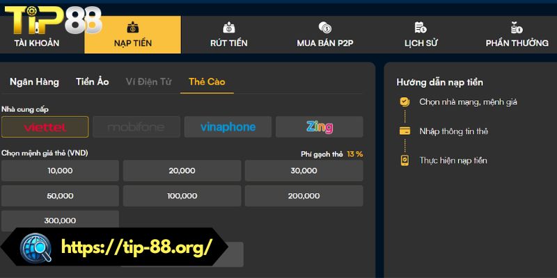 3 điều cần lưu ý khi nạp tiền TIP88