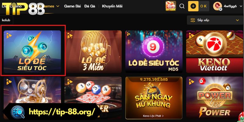 Lô đề siêu tốc là sảnh chơi hấp dẫn trên nhà cái TIP88